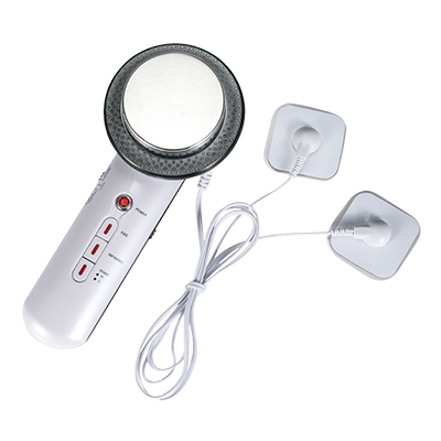 Woman using TonePro body sculpting device at home